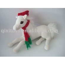 décoration de Noël en peluche cheval en peluche avec chapeau et écharpe